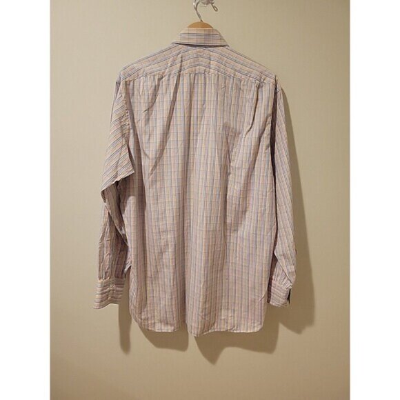 Turnbull & Asser Shirt Orange/Blue Plaid Long Sleeve Cotton Sz 17/43 Work Career - Picture 3 of 6